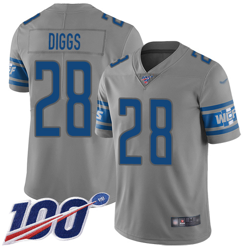 Detroit Lions Limited Gray Men Quandre Diggs Jersey NFL Football #28 100th Season Inverted Legend->youth nfl jersey->Youth Jersey